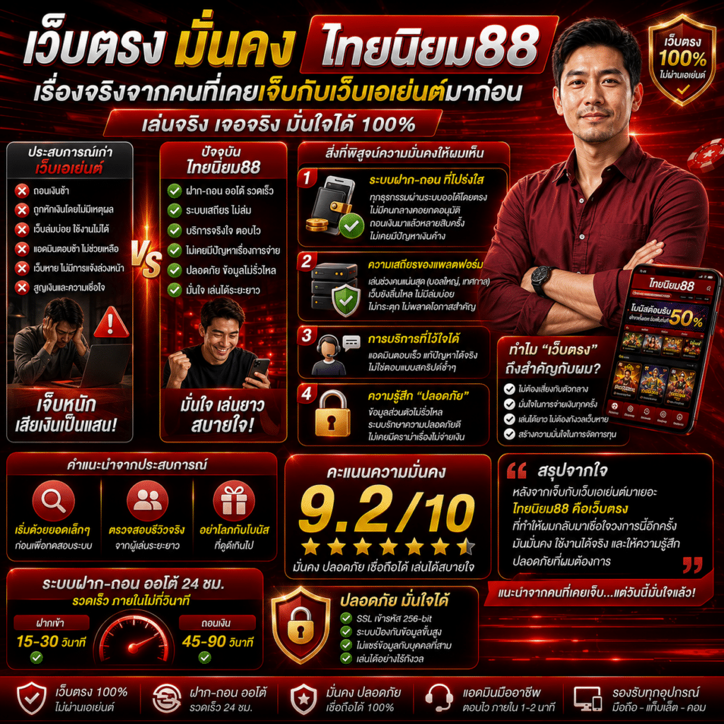 เว็บตรงมั่นคงไทยนิยม88: เรื่องจริงจากคนที่เคยเจ็บกับเว็บเอเย่นต์มาก่อน